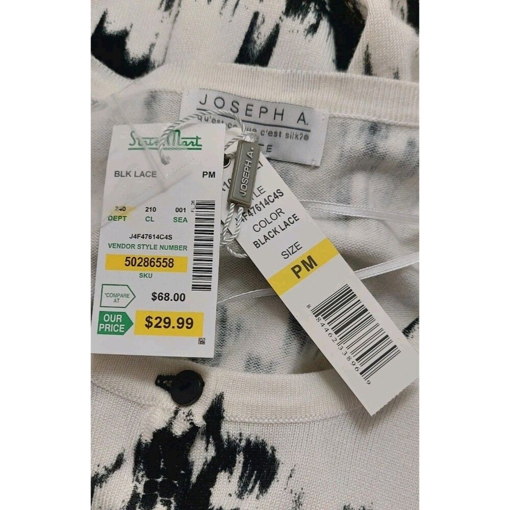 Joseph A. Women's Size Petite Medium Cardigan Black White - Picture 8 of 11